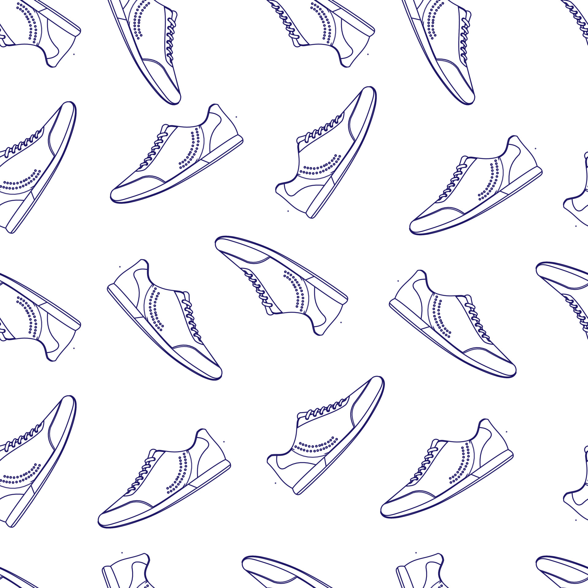 seamless pattern design of men's shoe sketch illustration. blue texture