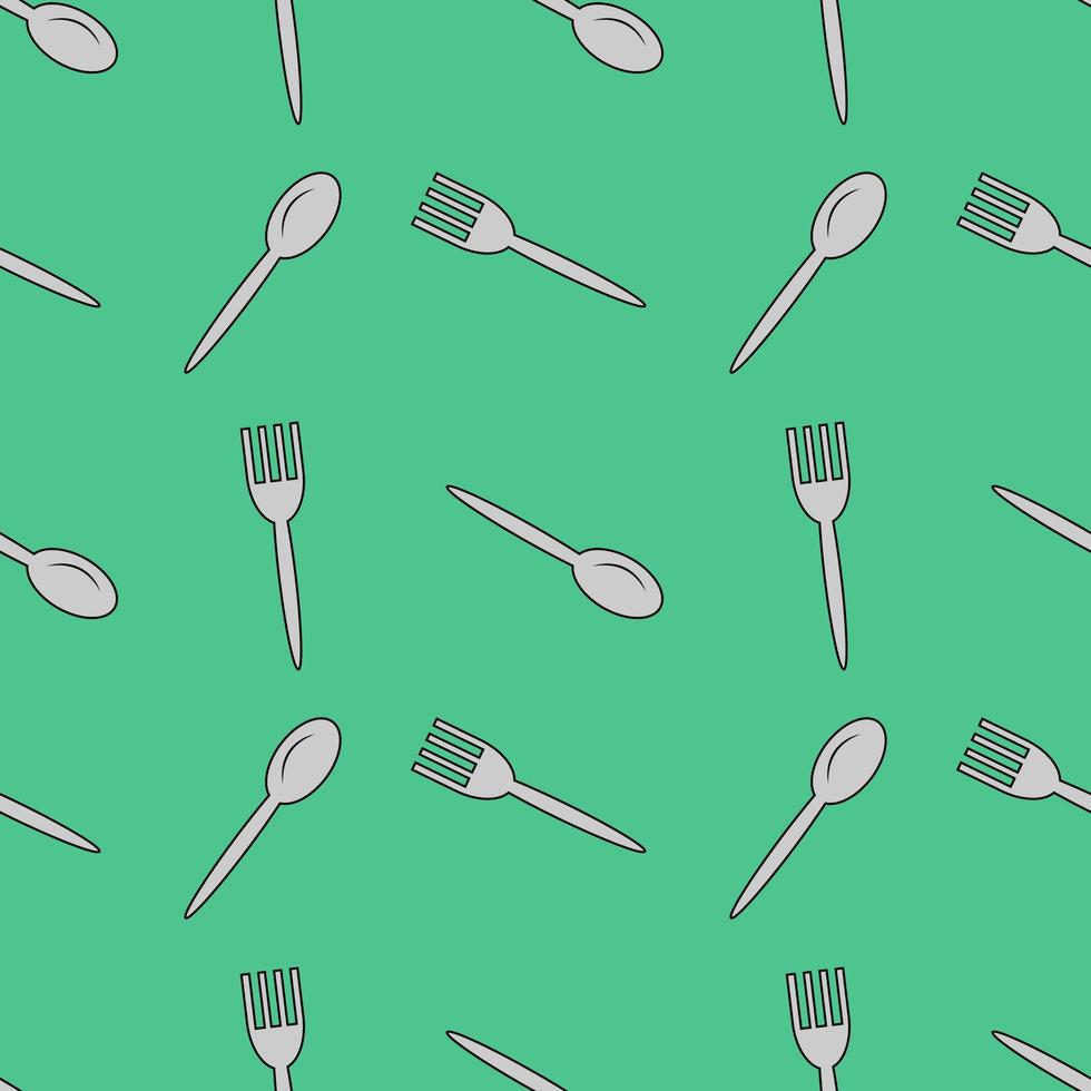 seamless pattern design illustration of a unique and simple cutlery, gray texture. green background. for kitchen appliance icons, food wallpaper and can be printed in the fabric. modern flat design. vector