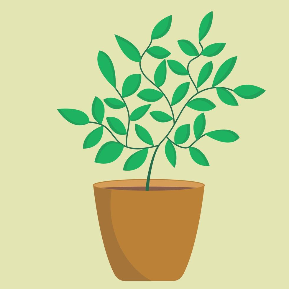 Home flowerpot. Lemon tree. Flat vector illustrations