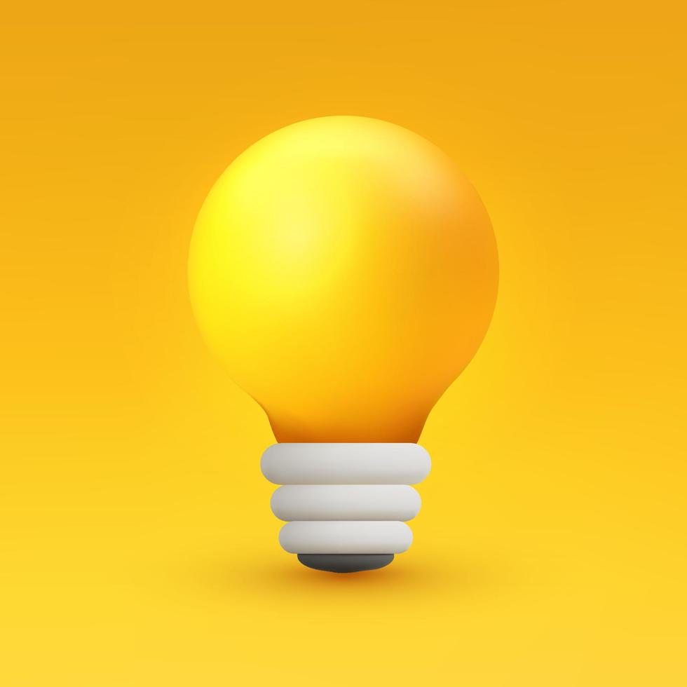 3d energy lightbulb yellow idea vector