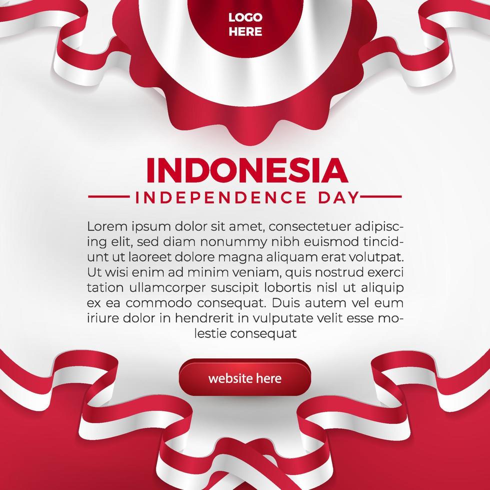 17 agustus Indonesia's independence day greetig card social media template flyer vector
