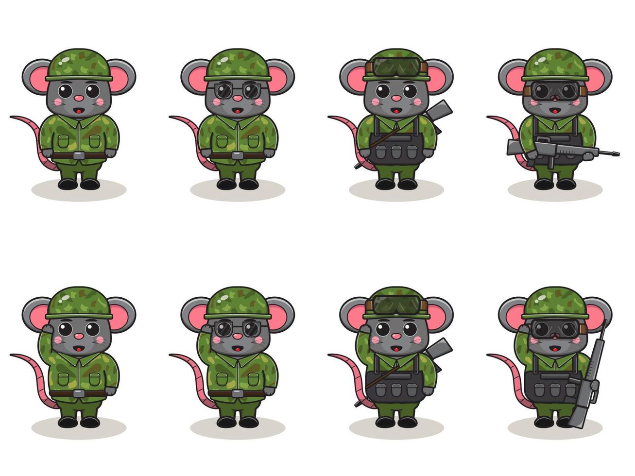 Cute Mouse Army cartoon vector