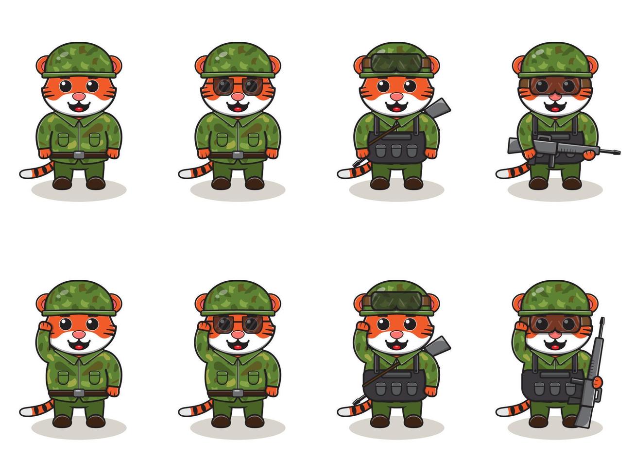Cute Tiger Army cartoon. vector