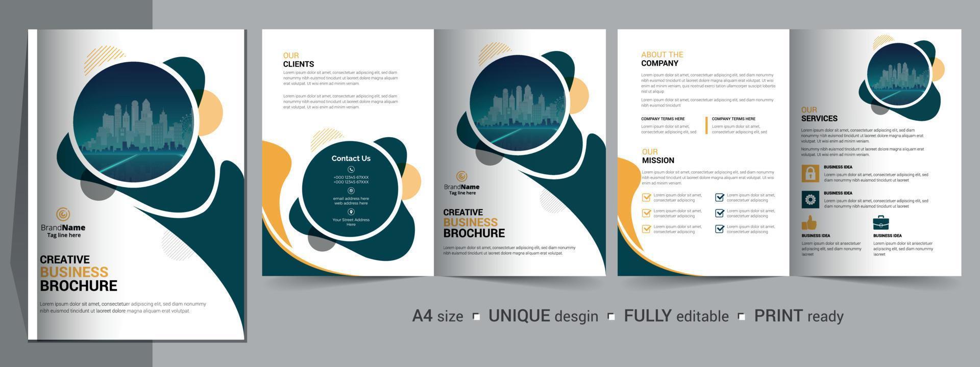 plantilla de folleto corporativo bifold, catálogo, diseño de plantilla de folleto. vector
