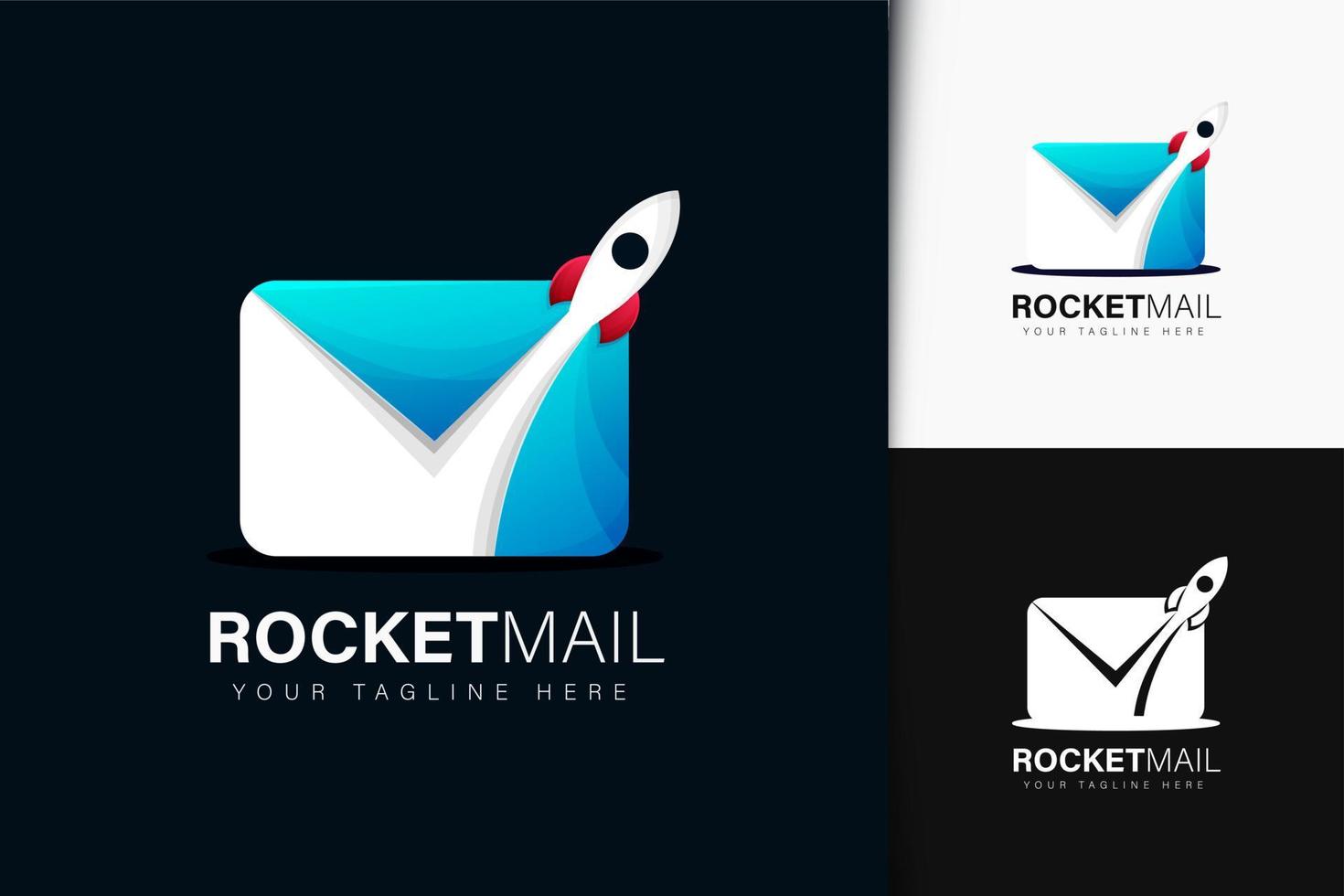 Rocket and mail logo design vector