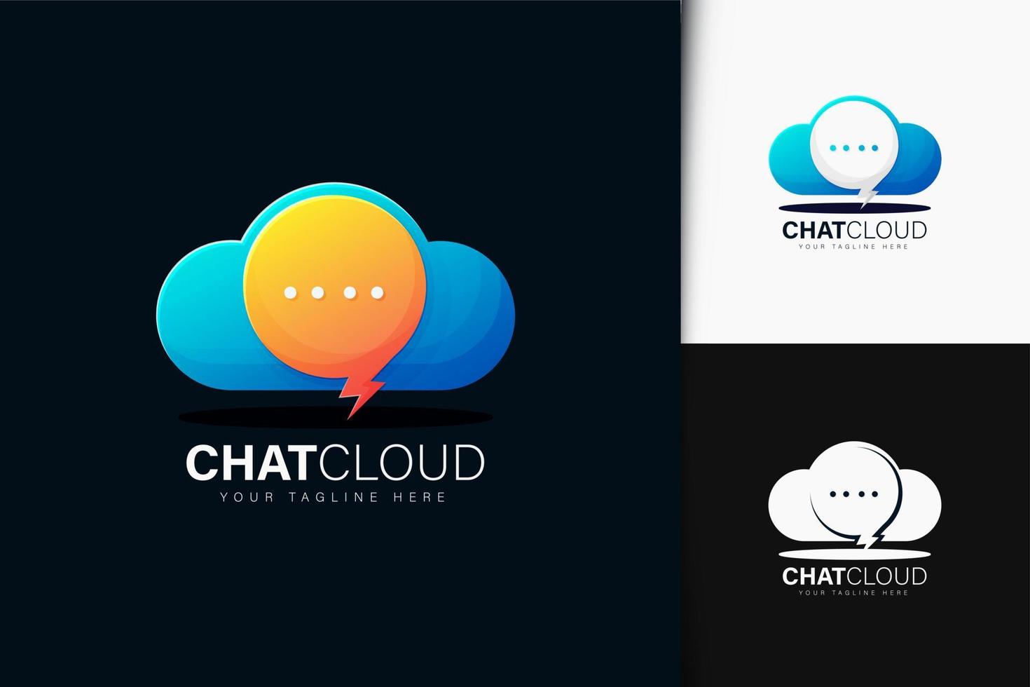 Chat cloud logo design with gradient vector