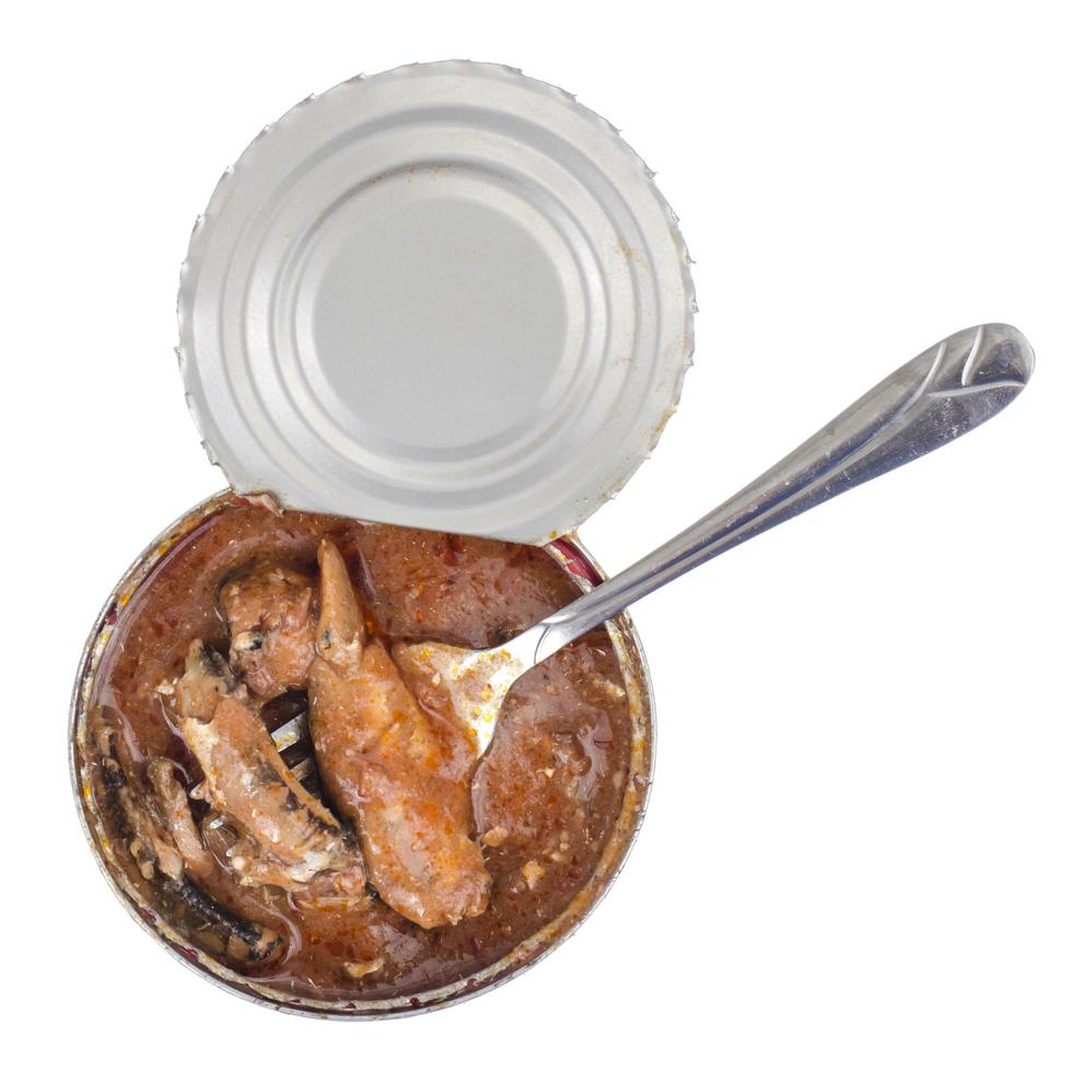 Opened jar of canned fish in tomato sauce 4412498 Stock Photo at Vecteezy