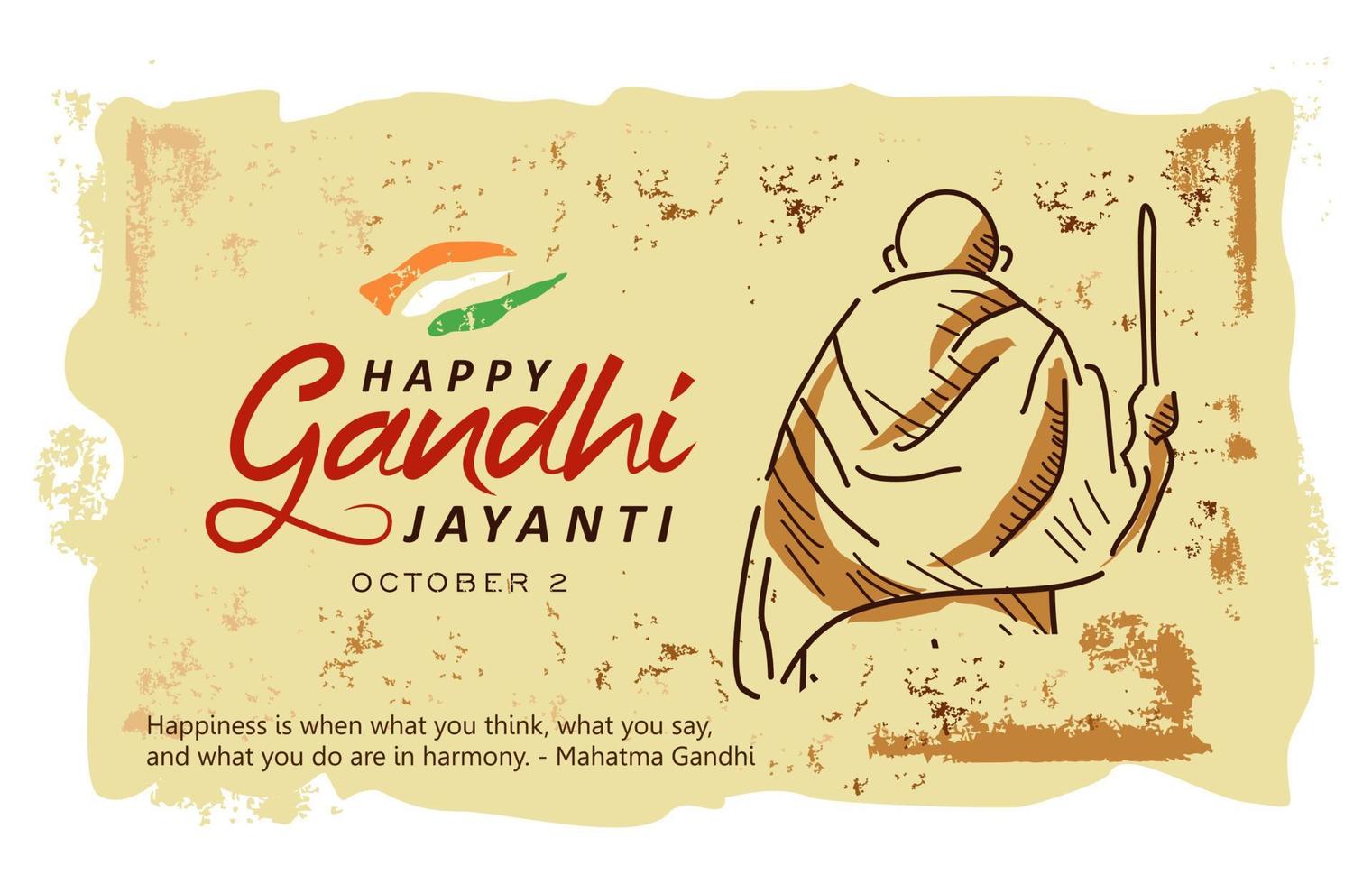 gandhi jayanti es un evento celebrado en la india para conmemorar el aniversario del nacimiento de mahatma gandhi, diseño vectorial de fondo de papel viejo vector