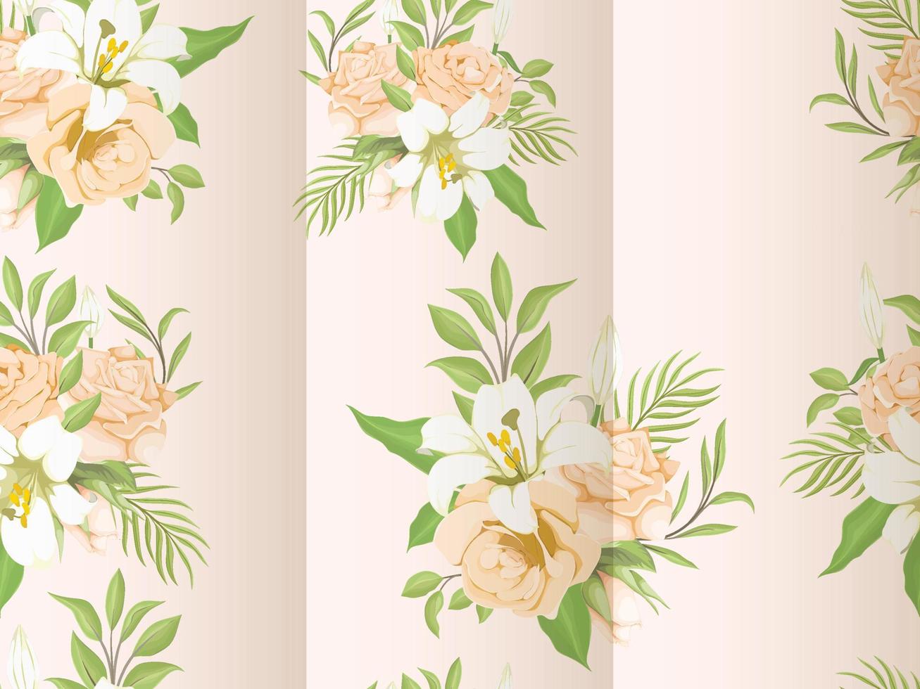 Beautifull Seamless Pattern Design with Lily Flowers Vector