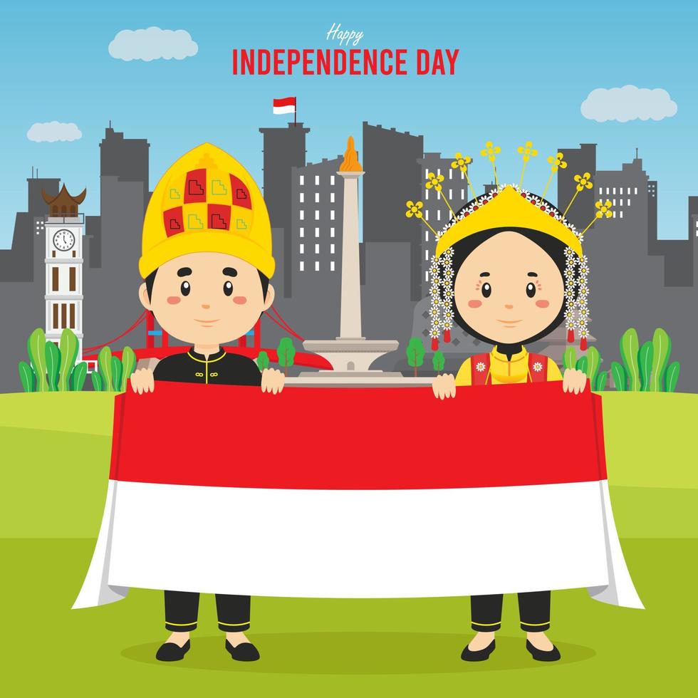 Flat Indonesia Independence Day Background vector