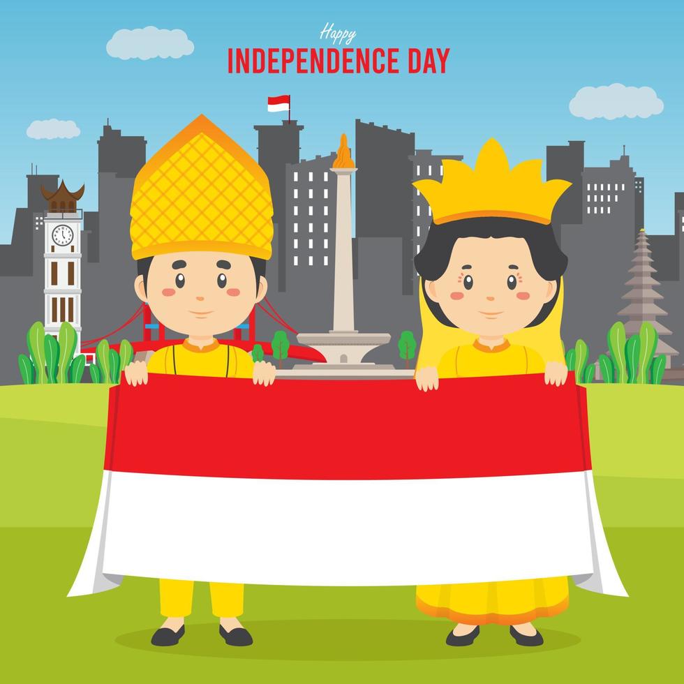 Flat Indonesia Independence Day Background vector