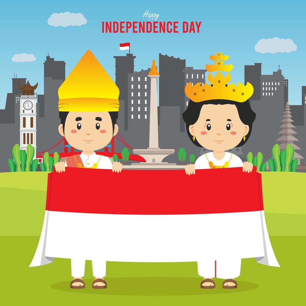 Flat Indonesia Independence Day Background vector