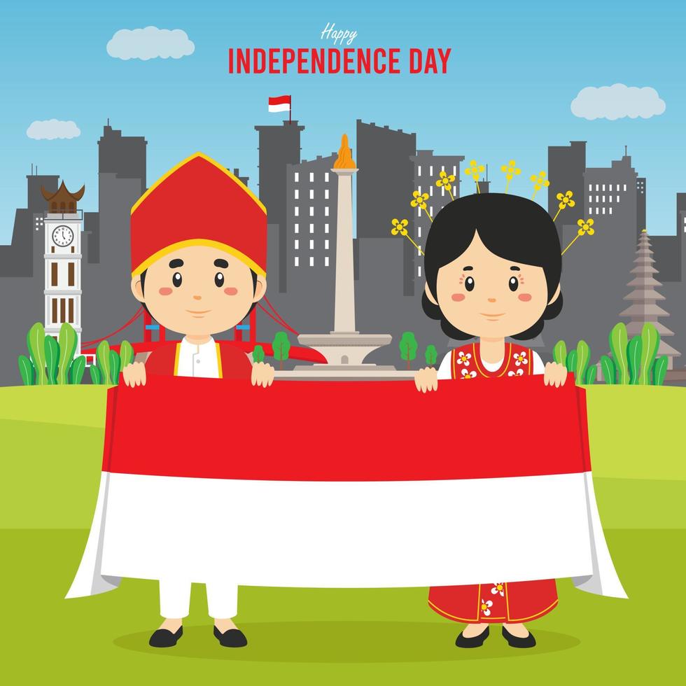 fondo plano del día de la independencia de indonesia vector