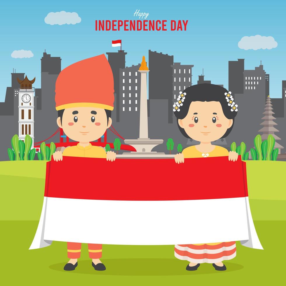 Flat Indonesia Independence Day Background vector