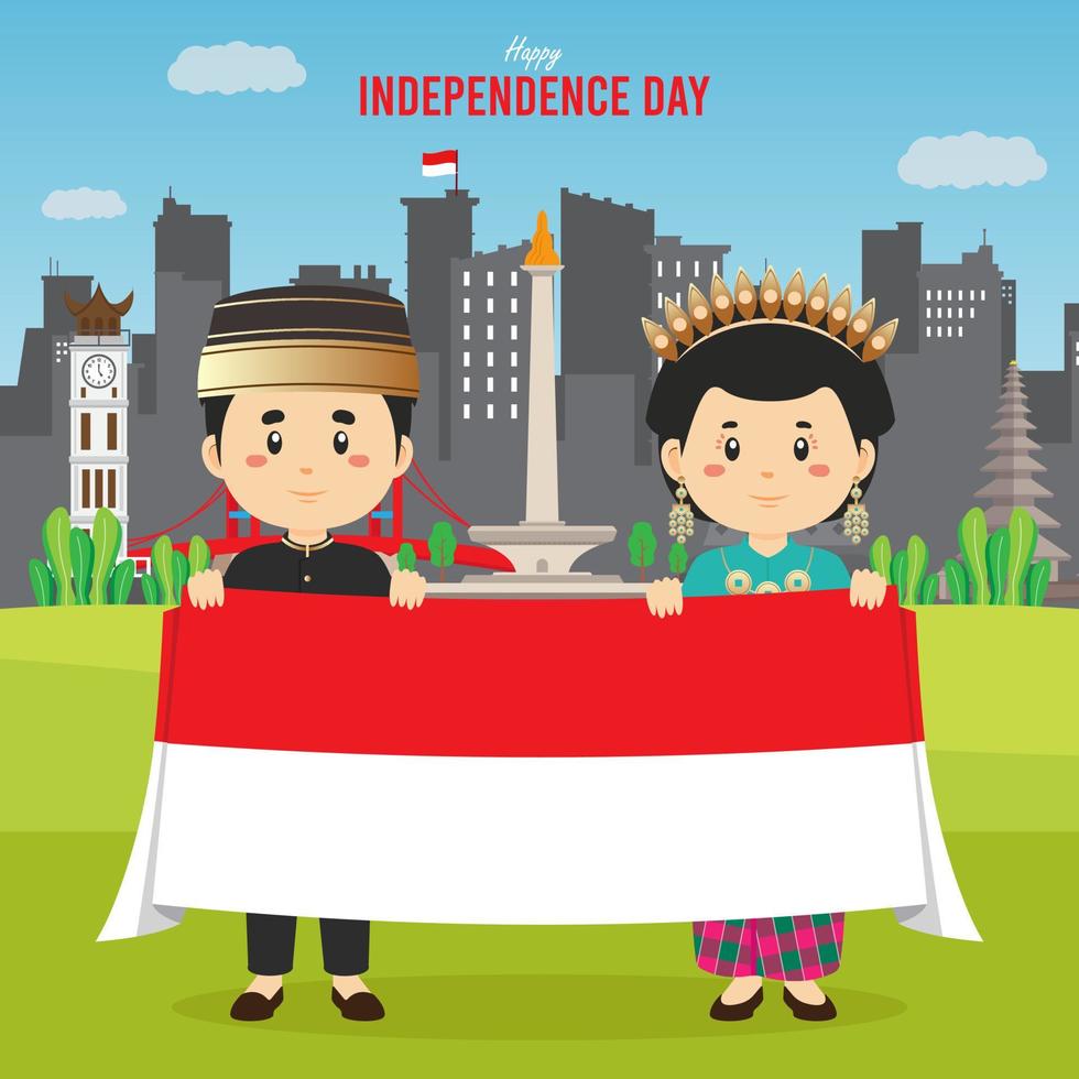 Flat Indonesia Independence Day Background vector