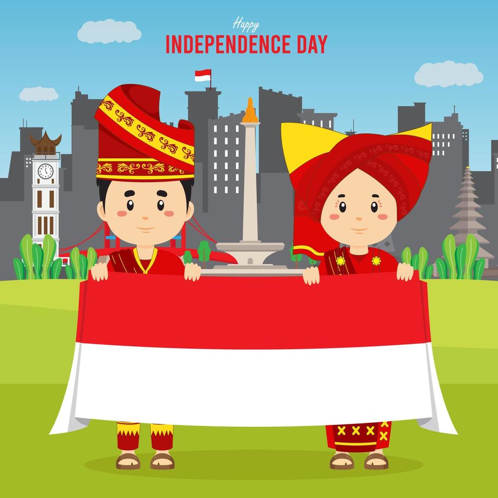 Flat Indonesia Independence Day Background vector