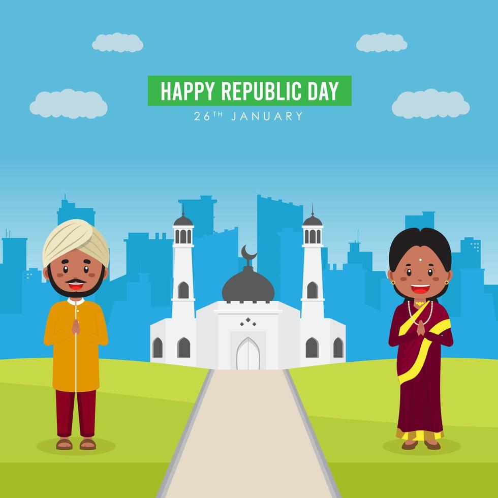Indian Republic Background with Character vector