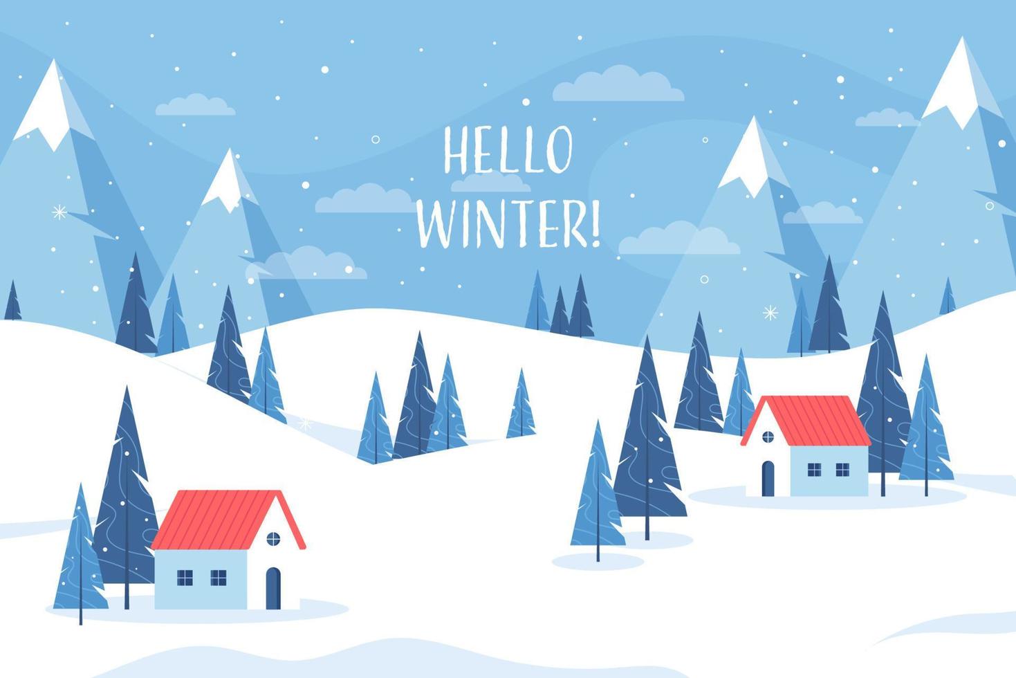 Flat design winter landscape concept vector