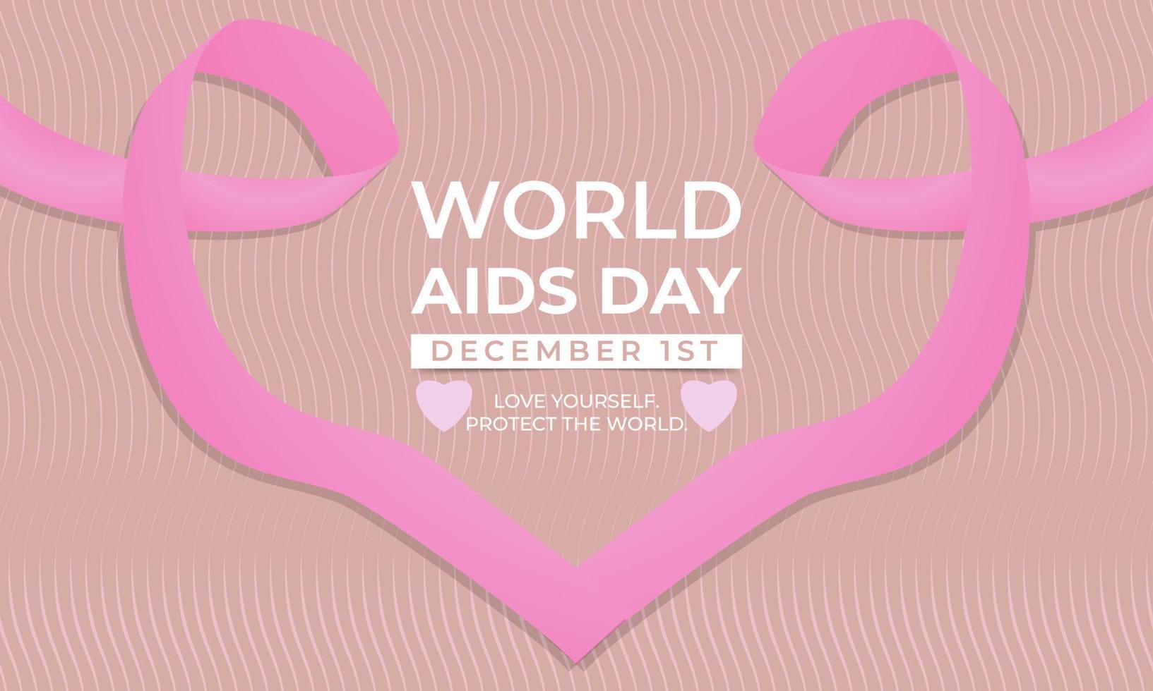 illustration commemorating world AIDS day with ribbon symbol and heart shape. pearls of wisdom, love yourself. protect the world vector