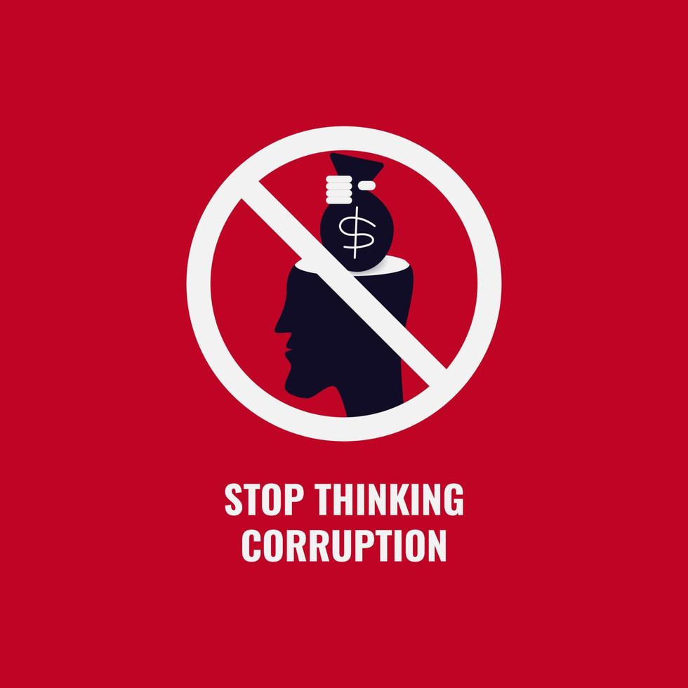 world corruption day. illustration concept stop thinking corruption vector