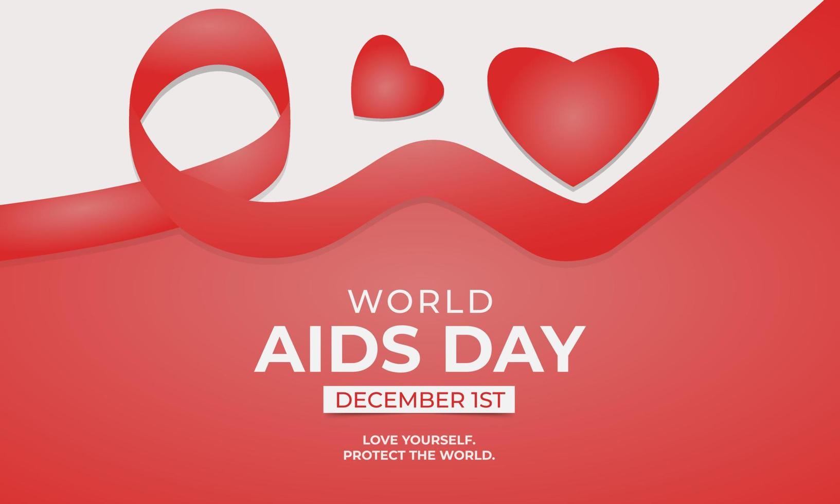 illustration commemorating world AIDS day with ribbon symbol and heart shape. pearls of wisdom, love yourself. protect the world vector