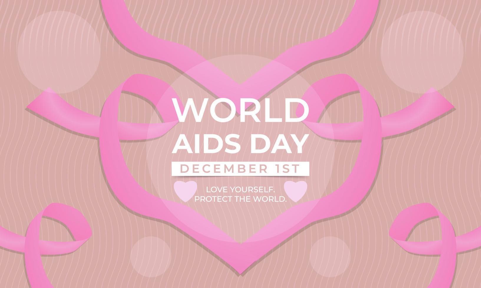 illustration commemorating world AIDS day with ribbon symbol and heart shape. pearls of wisdom, love yourself. protect the world vector