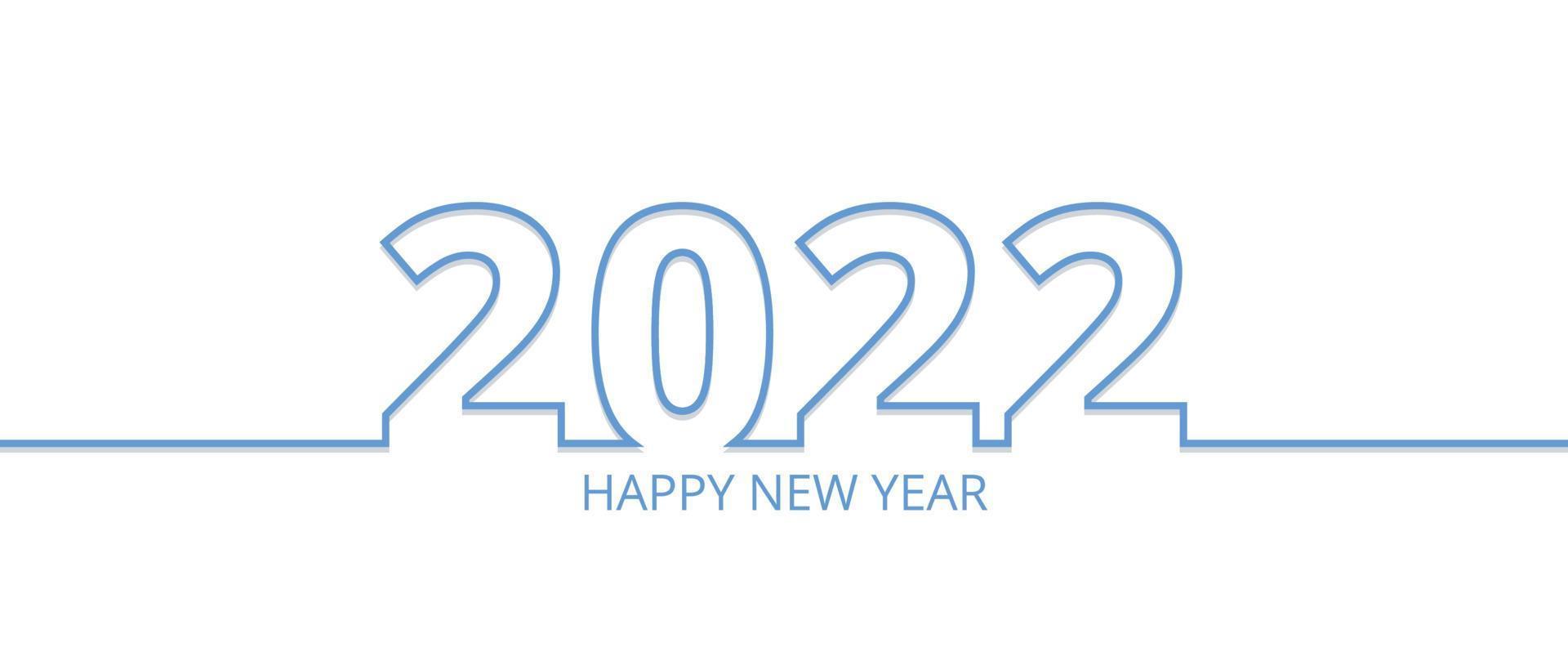 Happy new year 2022 with flat line design vector