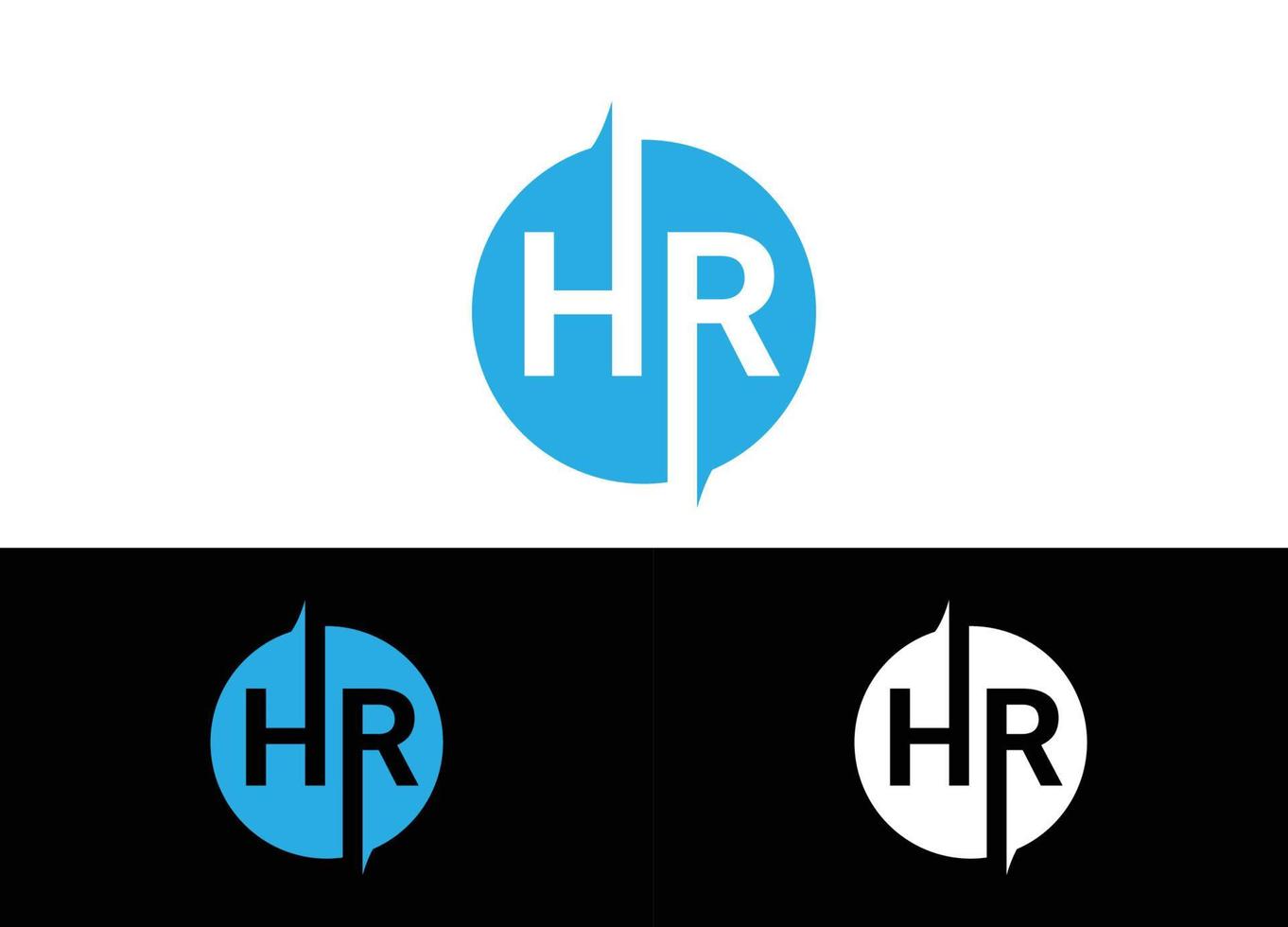 Initial Letter HR Logo or Icon Design Vector Image Template