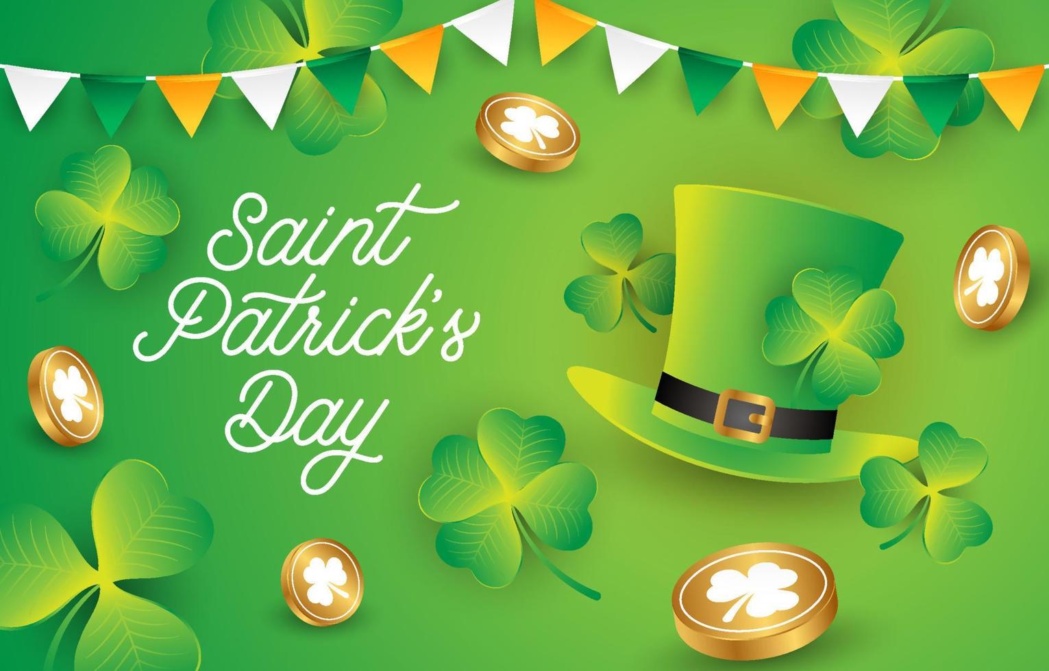 Saint Patricks's Day with Hat and Clover vector