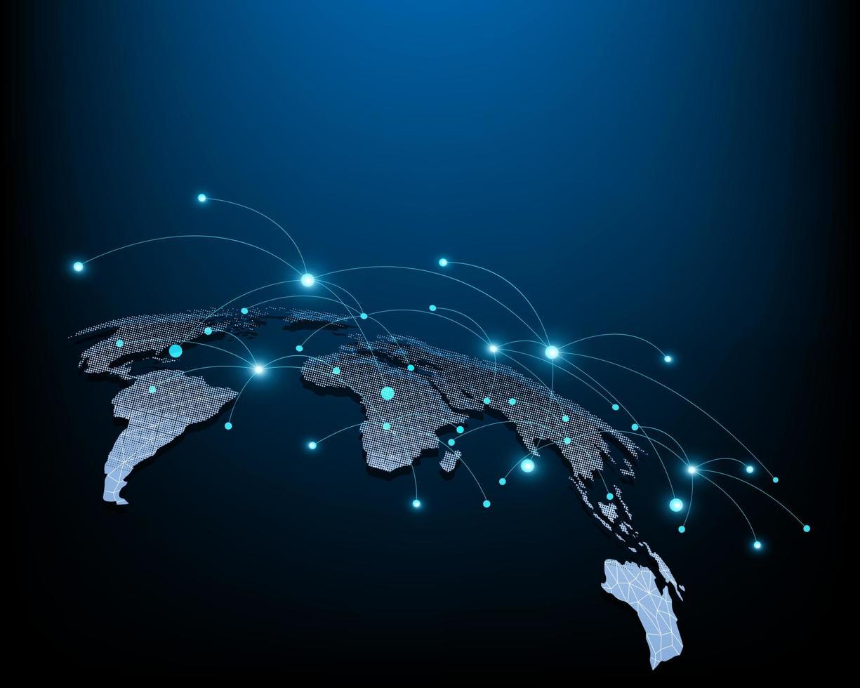 Ilustración de mapa mundial de conexión de red empresarial global vector
