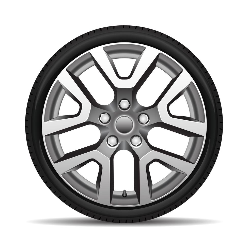 Aluminum wheel car tire style racing on white background vector