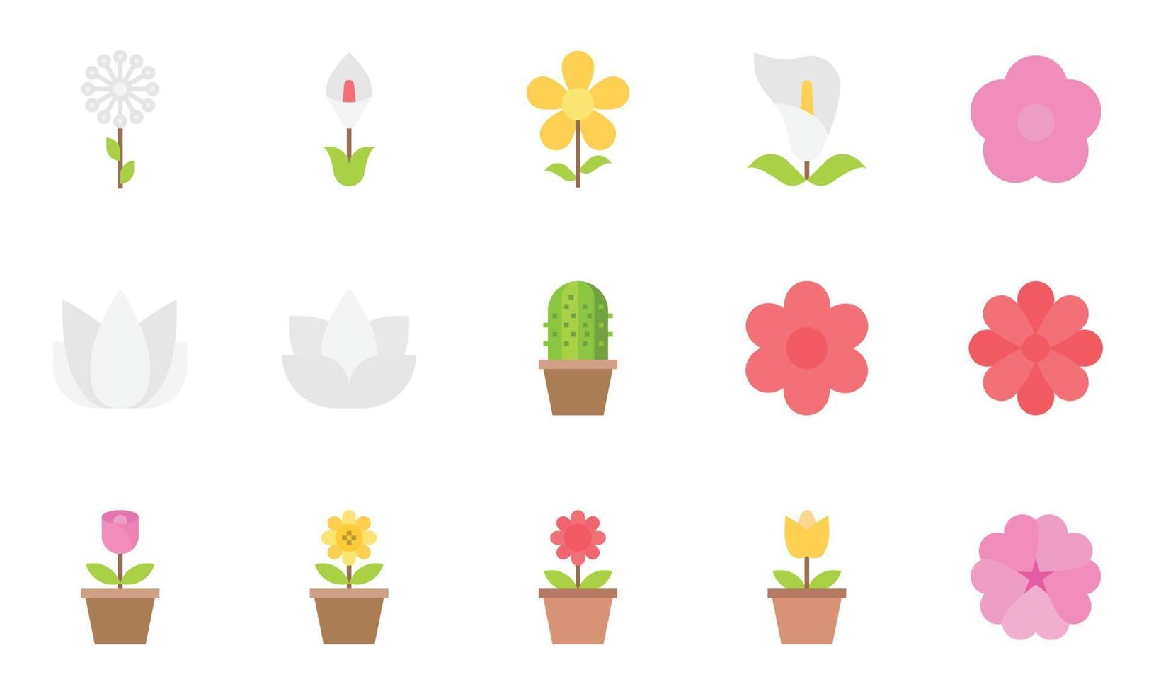 flor, iconos, vector, ilustrador, floral, rosa, cactus vector