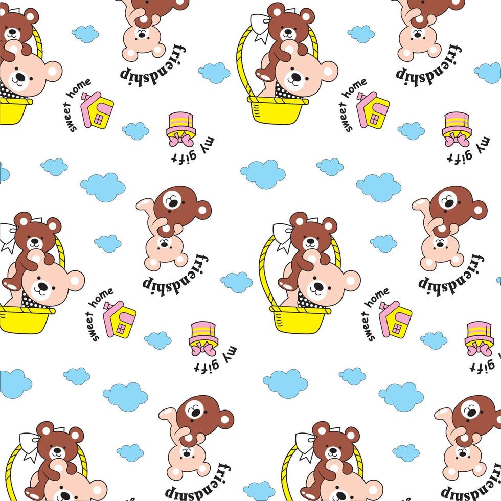 bear cartoon pattern background vector illustration
