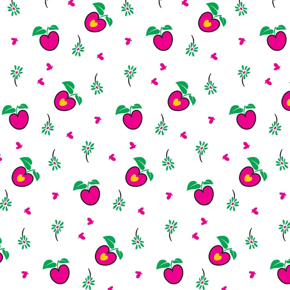 Ilustración de vector de fondo de patrón de cereza y manzana