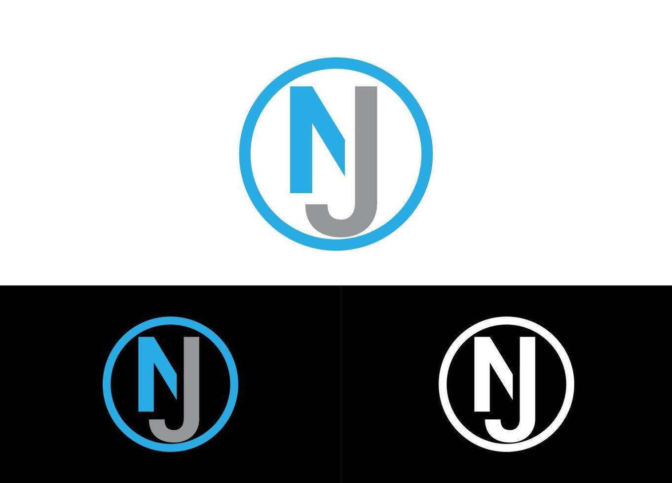 Plantilla de imagen vectorial de diseño de logotipo o icono de letra inicial nj vector