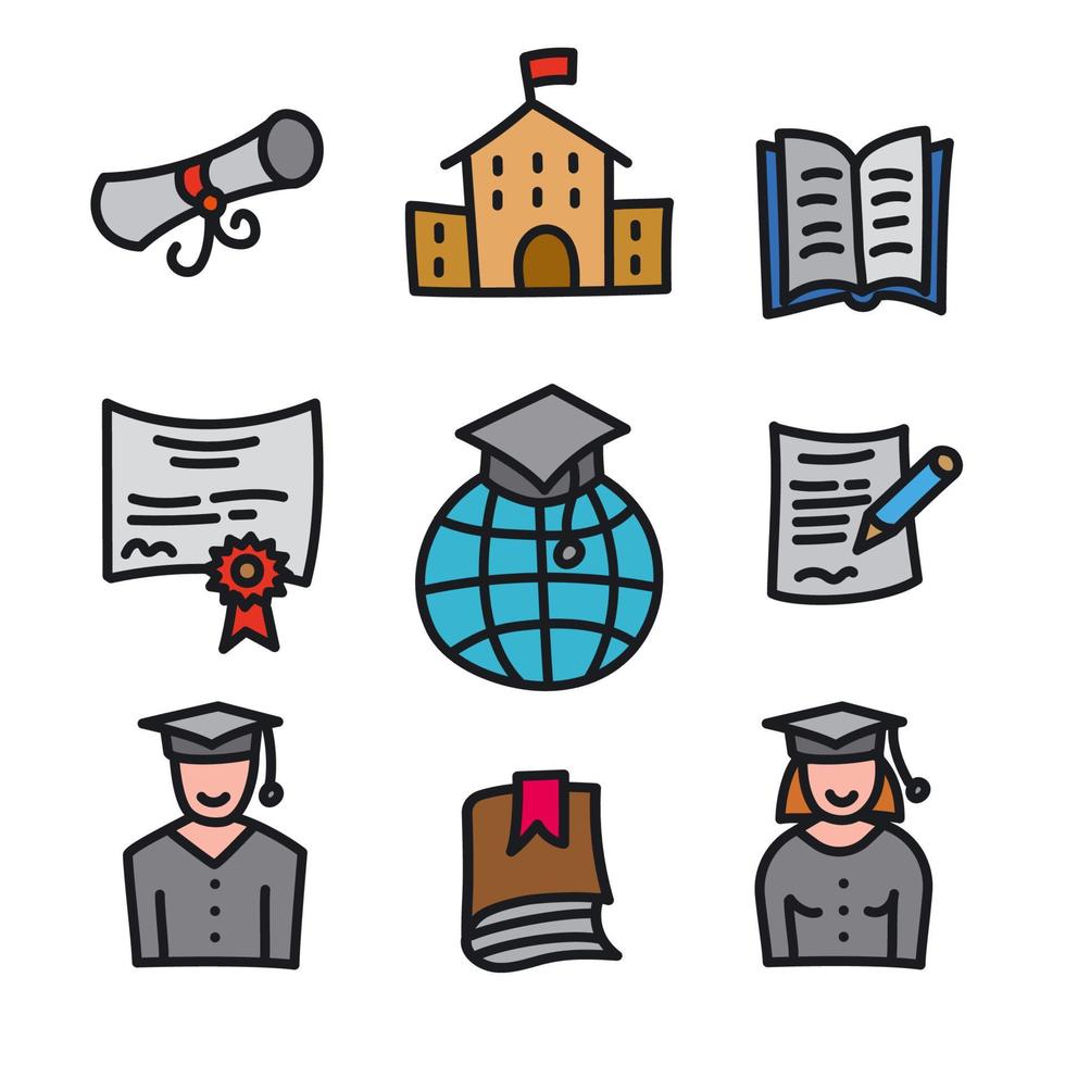 education icons set vector