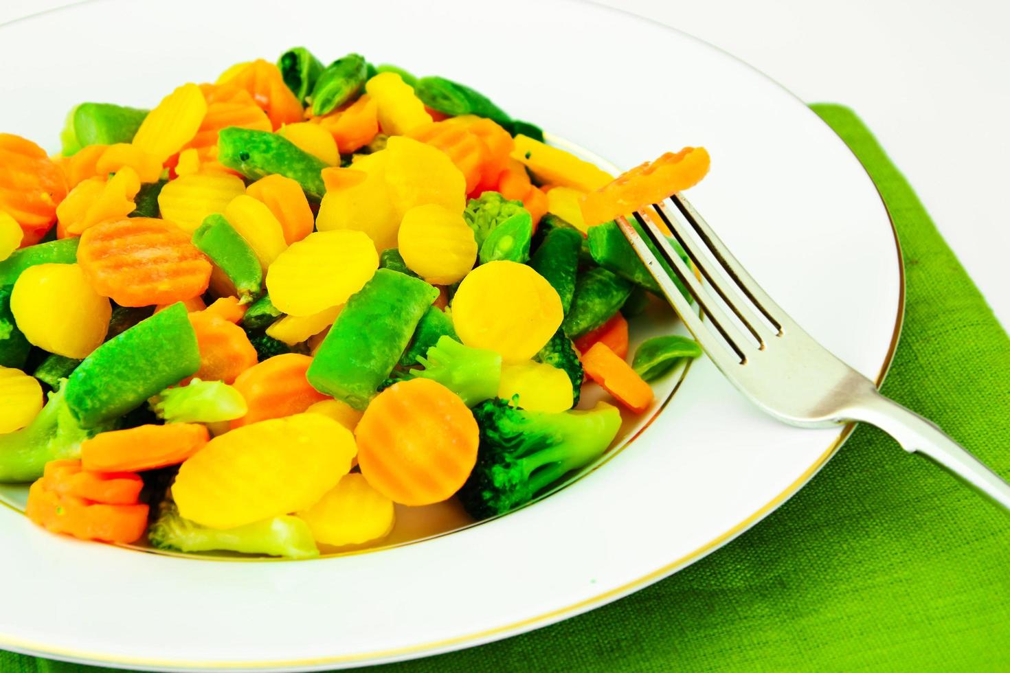 Steamed Vegetables Potatoes, Carrots, Cauliflower, Broccoli photo