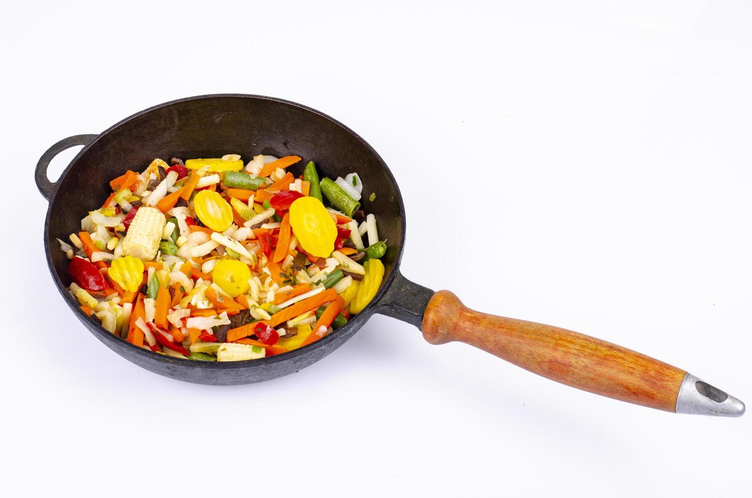Seasonal vegetables platter in frying pan.Healthy food.Vegetarianism. Studio Photo. photo