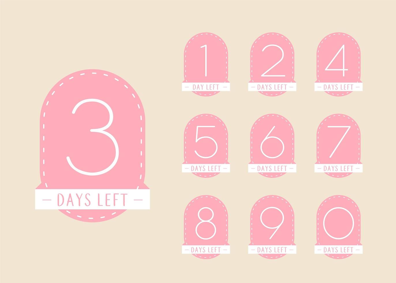 Number of days left. Stickers and banners timer set. vector