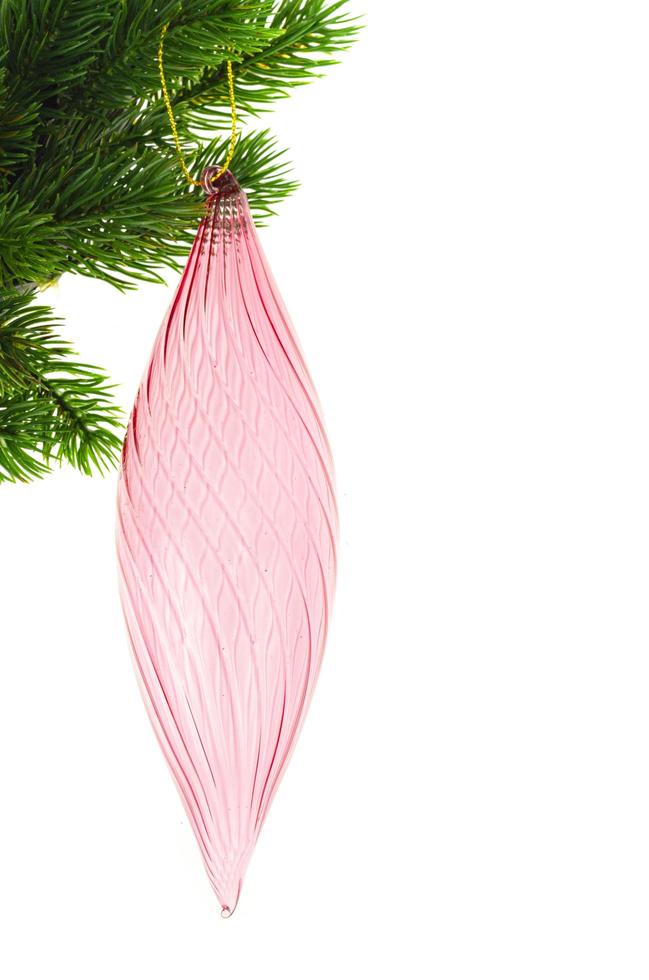 Christmas toy on fir branch with place for text, christmas concept. Studio Photo