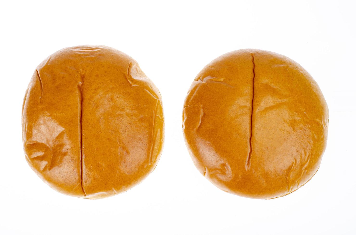 Round hamburger buns isolated on white background. Studio Photo. photo