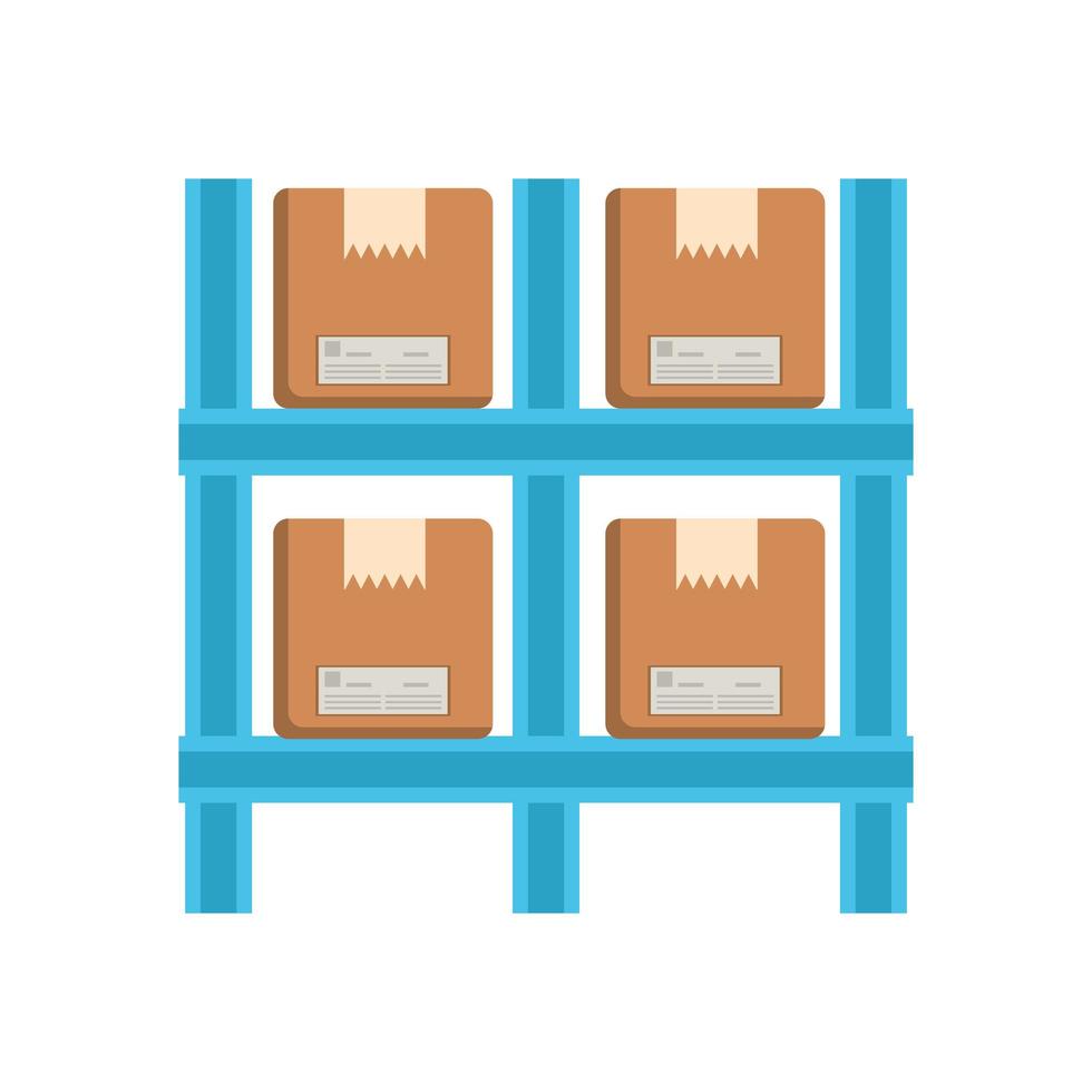 shelving with boxes packing postal service vector