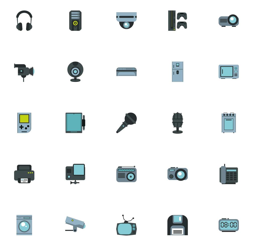 bundle of electronics devices icons vector
