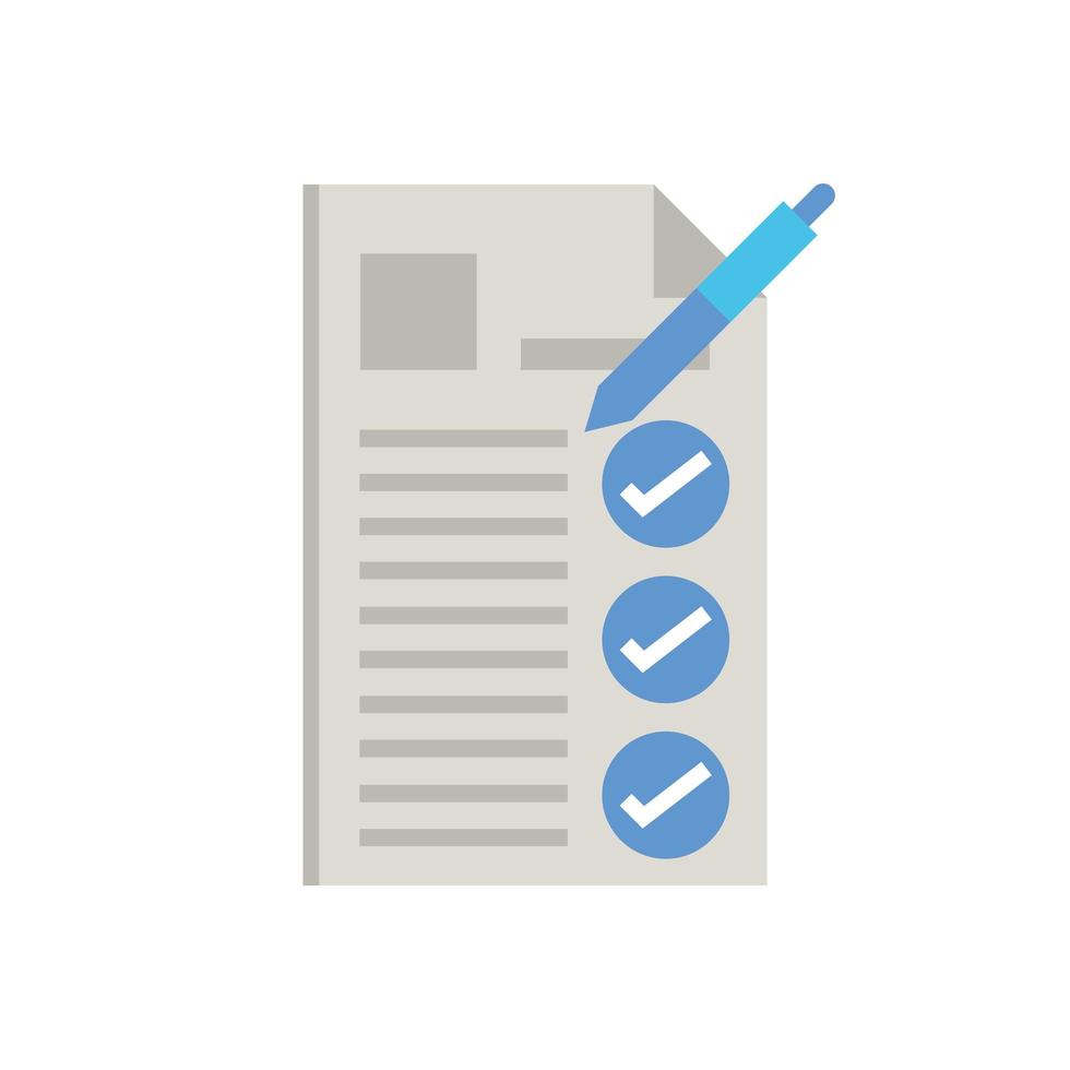 checklist document paper with pen supply vector
