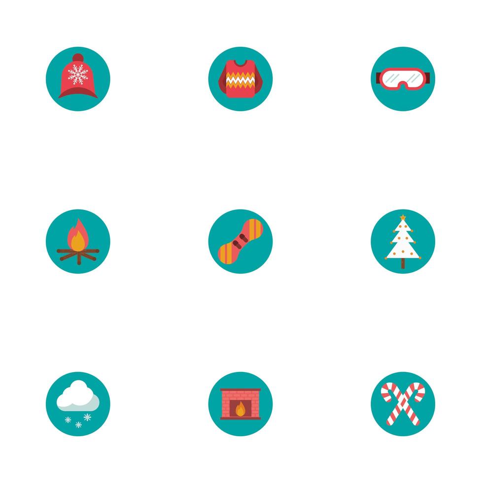 bundle of winter season set icons vector