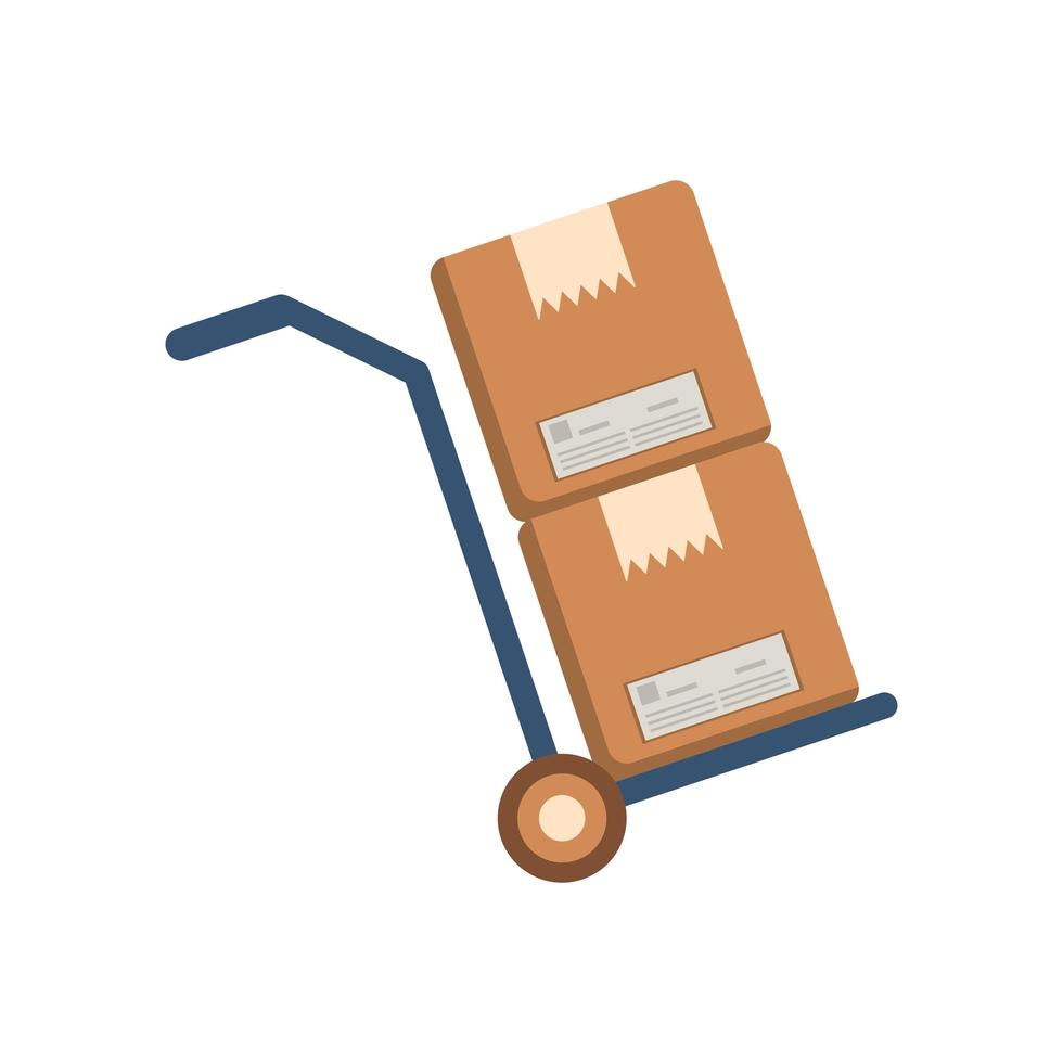 cart with box carton postal service vector