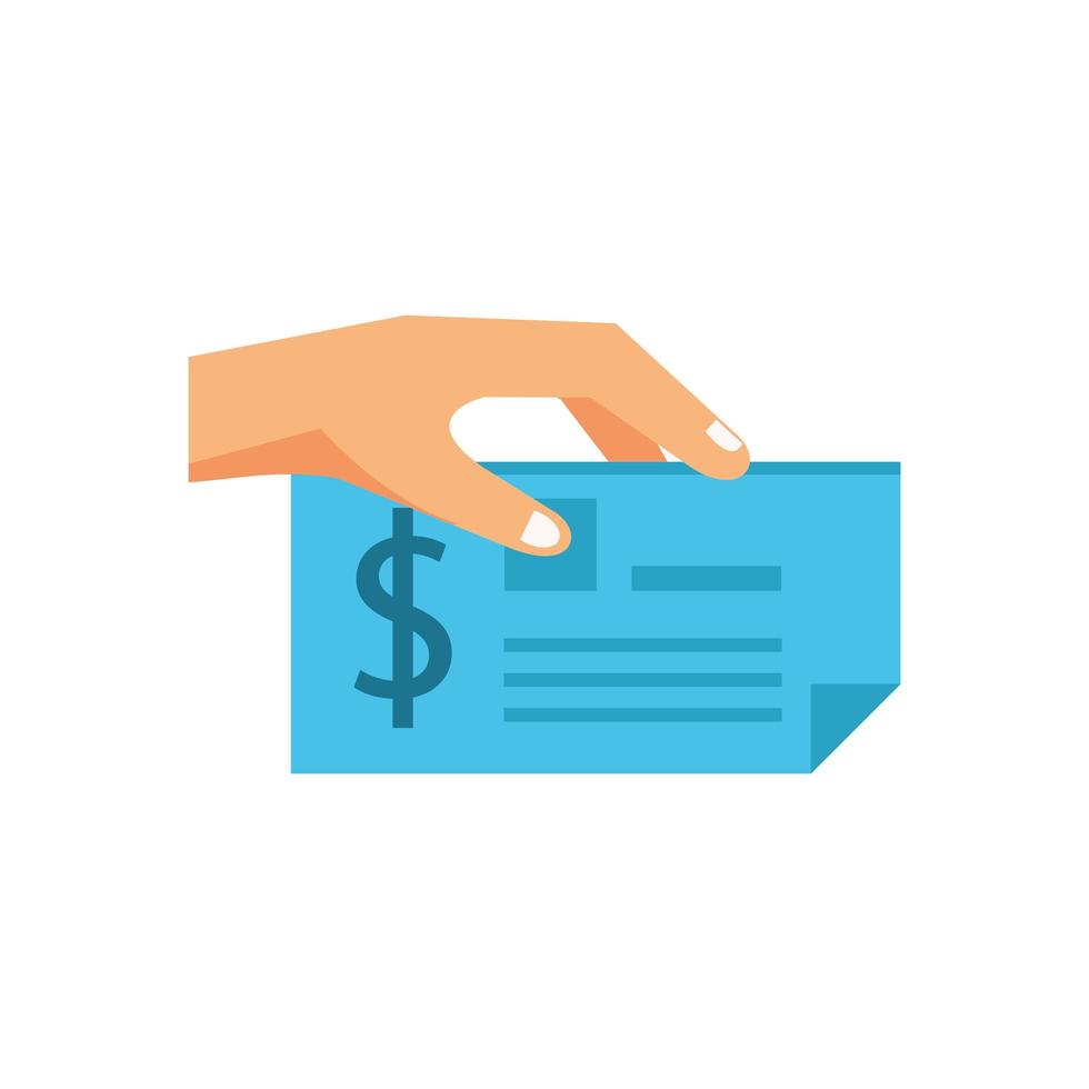 hand with check banknote paper vector