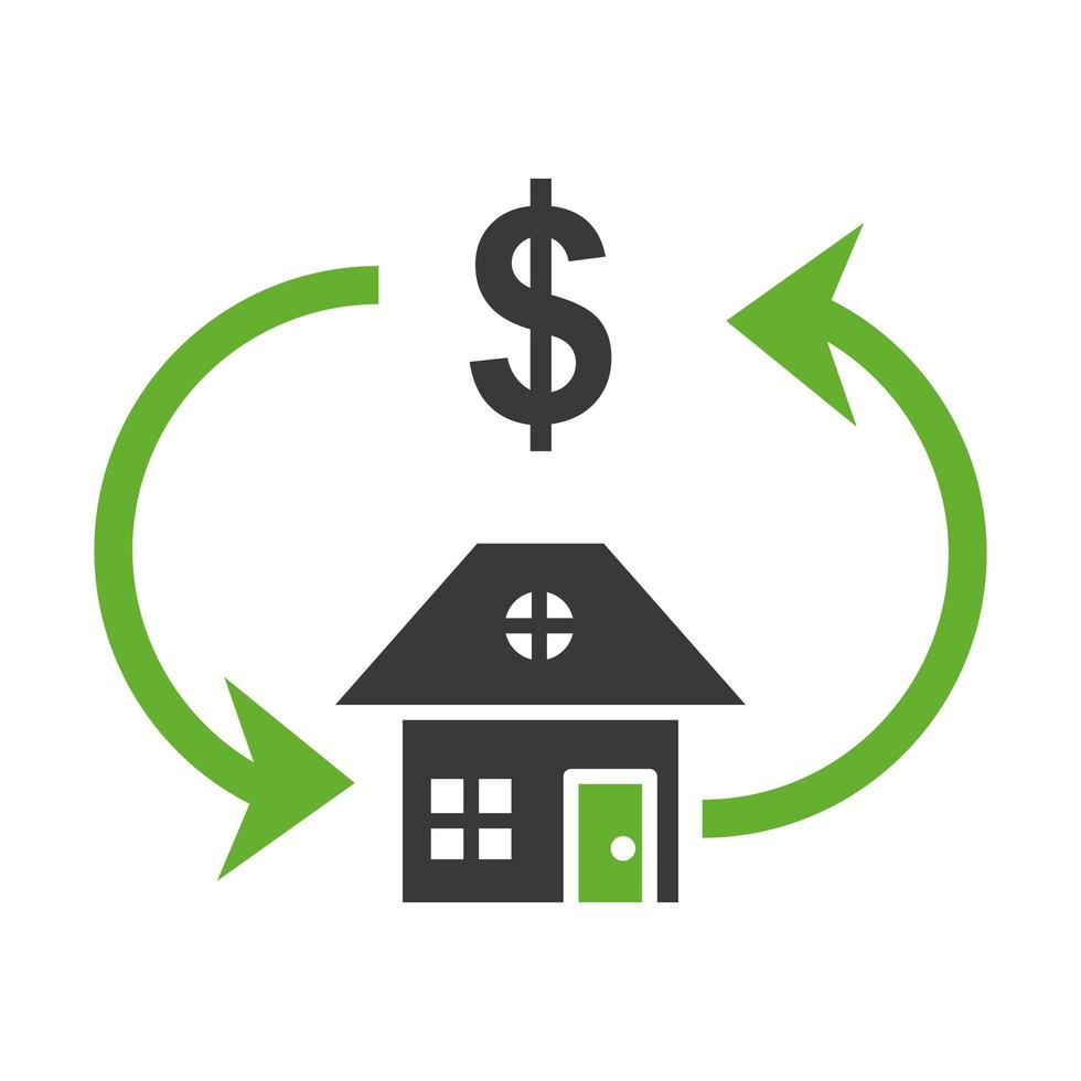 house front facade with arrows and dollar symbol vector