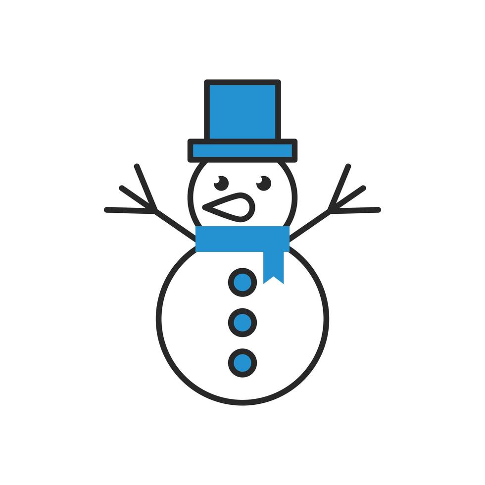 feliz navidad muñeco de nieve lindo personaje vector