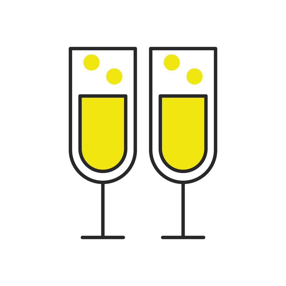 Copas de champán beber icono aislado vector
